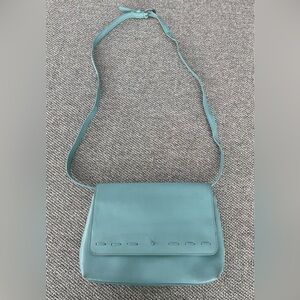 Sleek Blue Leather Crossbody Bag